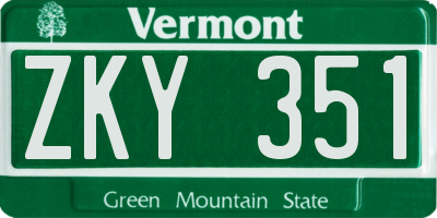 VT license plate ZKY351