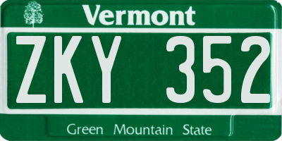 VT license plate ZKY352