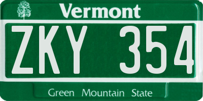 VT license plate ZKY354