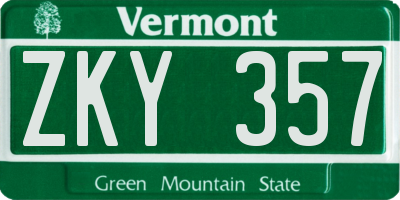 VT license plate ZKY357