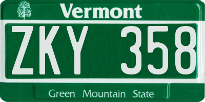 VT license plate ZKY358