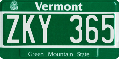 VT license plate ZKY365