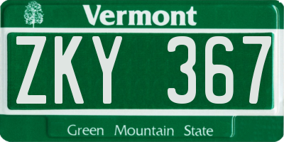 VT license plate ZKY367
