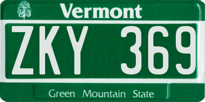 VT license plate ZKY369