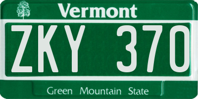 VT license plate ZKY370