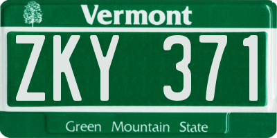 VT license plate ZKY371