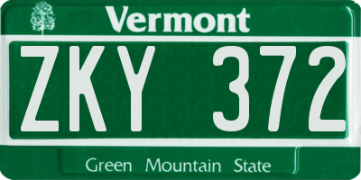 VT license plate ZKY372