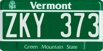 VT license plate ZKY373