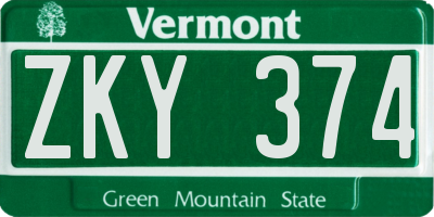 VT license plate ZKY374