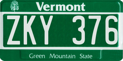 VT license plate ZKY376