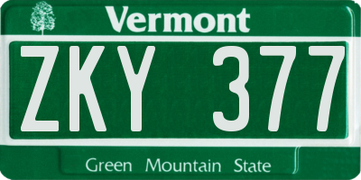 VT license plate ZKY377