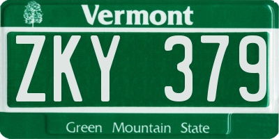 VT license plate ZKY379