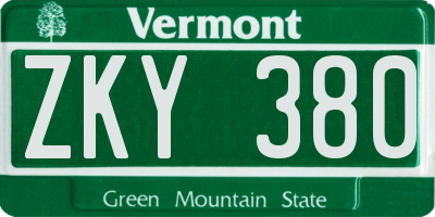 VT license plate ZKY380