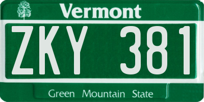 VT license plate ZKY381