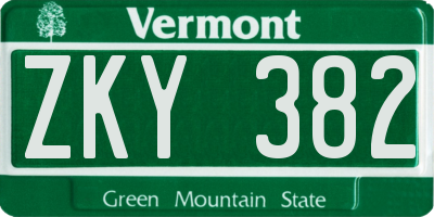 VT license plate ZKY382
