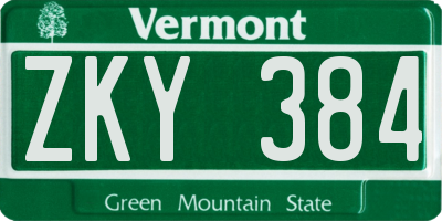 VT license plate ZKY384