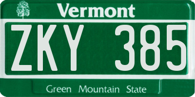 VT license plate ZKY385