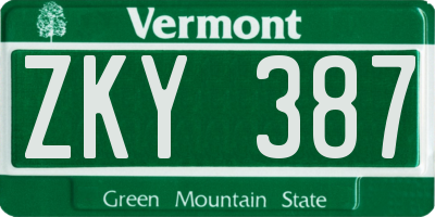 VT license plate ZKY387