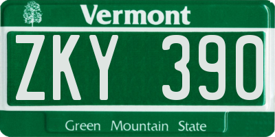 VT license plate ZKY390