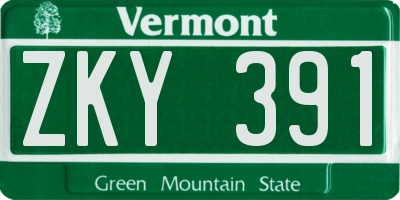 VT license plate ZKY391