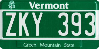 VT license plate ZKY393