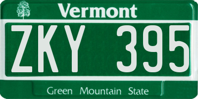 VT license plate ZKY395