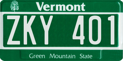 VT license plate ZKY401