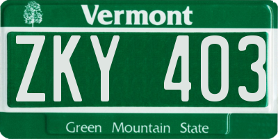 VT license plate ZKY403