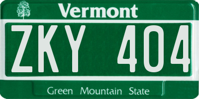 VT license plate ZKY404