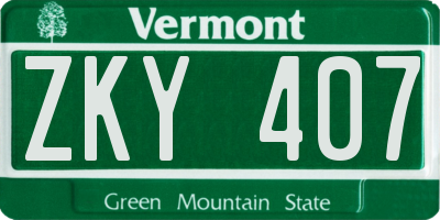 VT license plate ZKY407