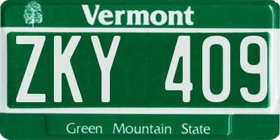 VT license plate ZKY409