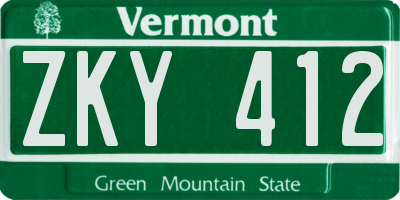 VT license plate ZKY412