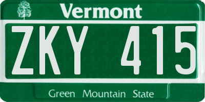 VT license plate ZKY415