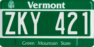 VT license plate ZKY421