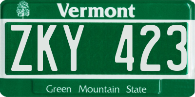VT license plate ZKY423