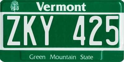 VT license plate ZKY425
