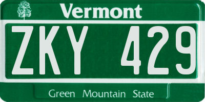 VT license plate ZKY429