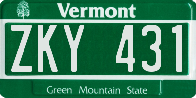 VT license plate ZKY431