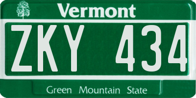 VT license plate ZKY434