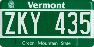 VT license plate ZKY435