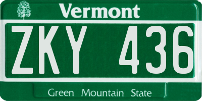 VT license plate ZKY436