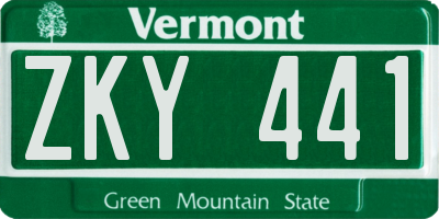 VT license plate ZKY441