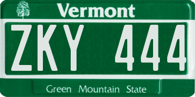 VT license plate ZKY444