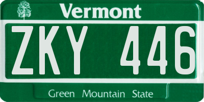 VT license plate ZKY446