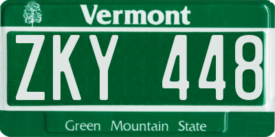 VT license plate ZKY448