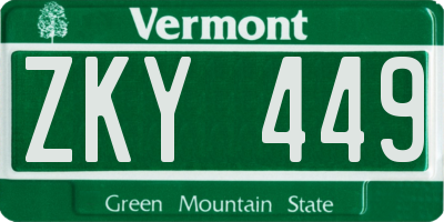 VT license plate ZKY449