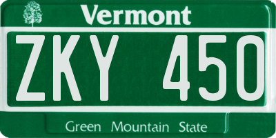 VT license plate ZKY450