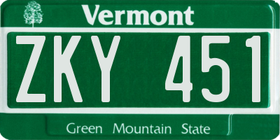 VT license plate ZKY451