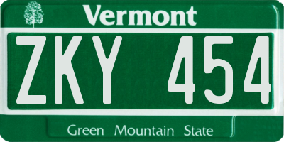 VT license plate ZKY454