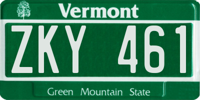 VT license plate ZKY461